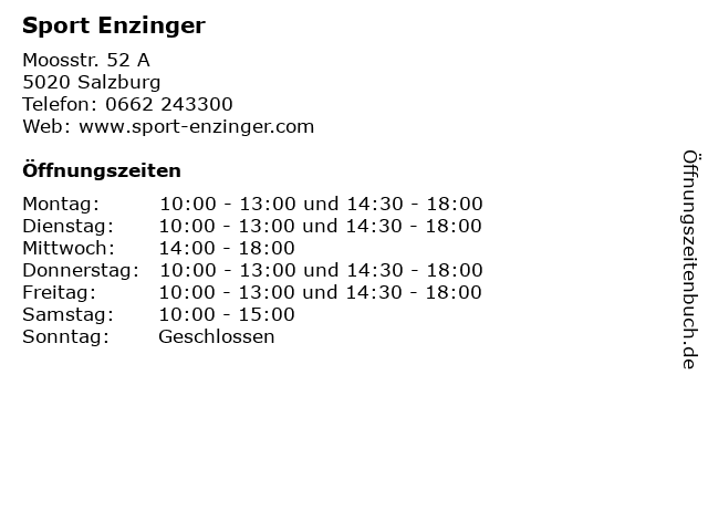 Sport Enzinger in Salzburg: Adresse und Öffnungszeiten
