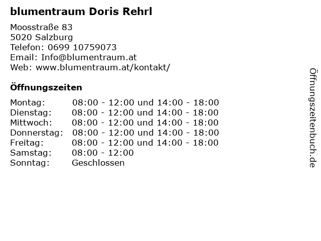 blumentraum Doris Rehrl in Salzburg: Adresse und Öffnungszeiten