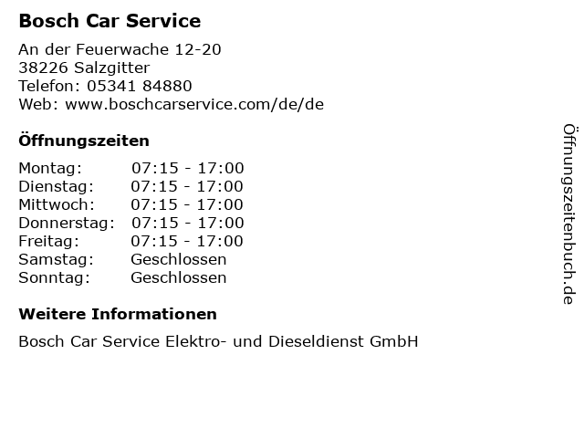 Bosch Car Service in Salzgitter: Adresse und Öffnungszeiten
