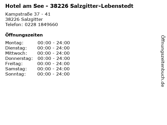 Hotel am See - 38226 Salzgitter-Lebenstedt in Salzgitter: Adresse und Öffnungszeiten