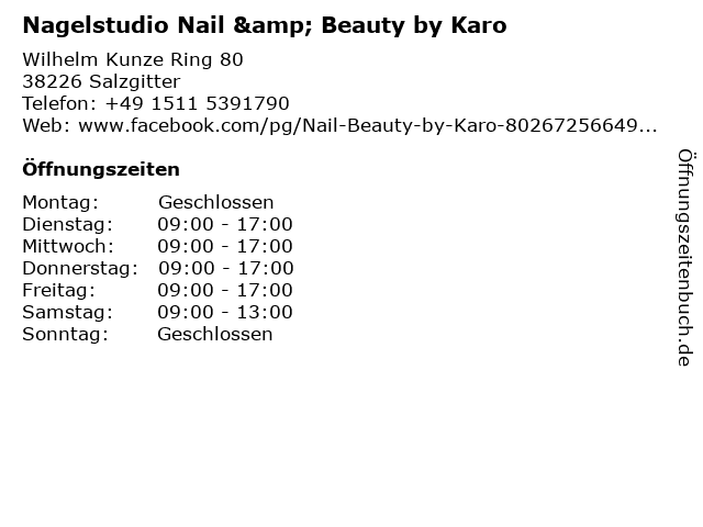 Nagelstudio Nail & Beauty by Karo in Salzgitter: Adresse und Öffnungszeiten
