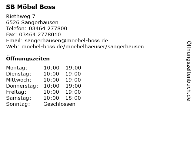 ᐅ Offnungszeiten Sb Mobel Boss Riethweg 7 In Sangerhausen