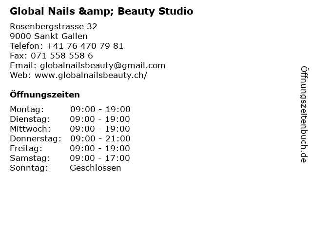 Global Nails & Beauty Studio in Sankt Gallen: Adresse und Öffnungszeiten
