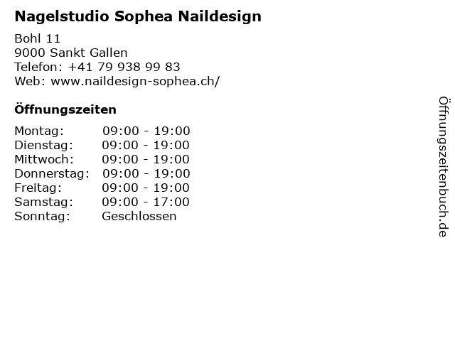 Nagelstudio Sophea Naildesign in Sankt Gallen: Adresse und Öffnungszeiten