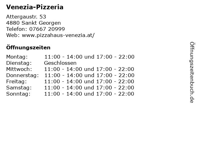 Venezia-Pizzeria in Sankt Georgen: Adresse und Öffnungszeiten