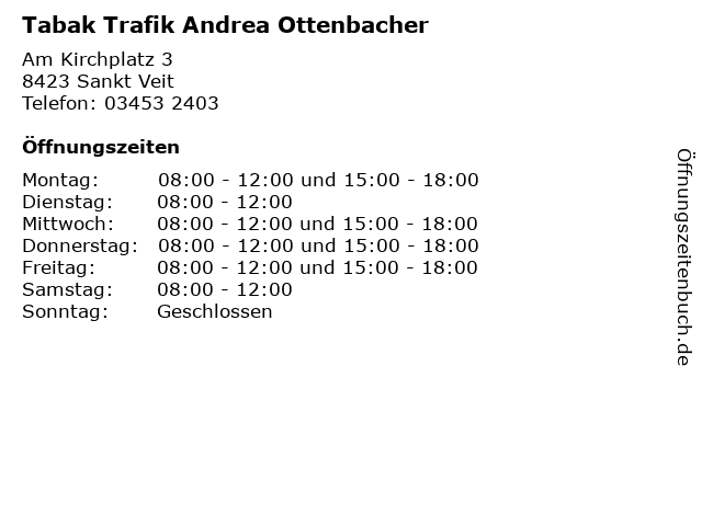 Tabak Trafik Andrea Ottenbacher in Sankt Veit: Adresse und Öffnungszeiten
