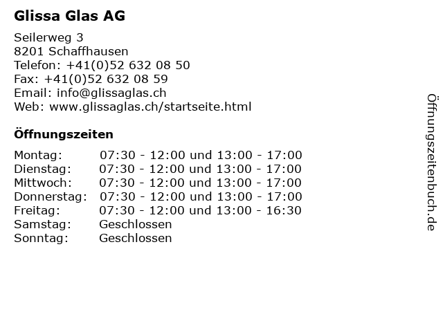 Glissa Glas AG in Schaffhausen: Adresse und Öffnungszeiten