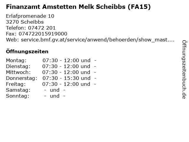ᐅ Öffnungszeiten „Finanzamt Amstetten Melk Scheibbs (FA15 ...
