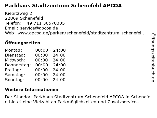 ᐅ Offnungszeiten Parkhaus Stadtzentrum Schenefeld Kiebitzweg