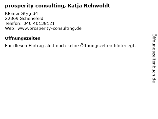 prosperity consulting, Katja Rehwoldt in Schenefeld: Adresse und Öffnungszeiten