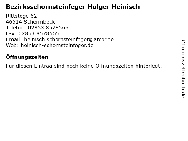 Bezirksschornsteinfeger Holger Heinisch in Schermbeck: Adresse und Öffnungszeiten