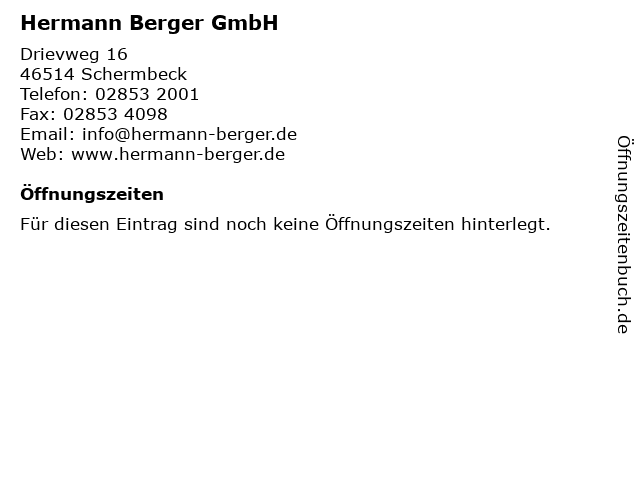 Hermann Berger GmbH in Schermbeck: Adresse und Öffnungszeiten