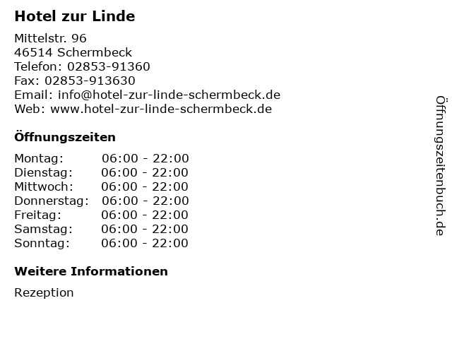 Hotel zur Linde in Schermbeck: Adresse und Öffnungszeiten