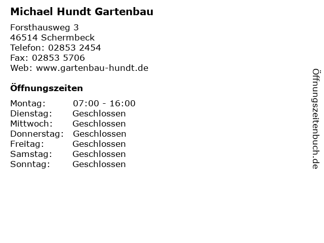 Michael Hundt Gartenbau in Schermbeck: Adresse und Öffnungszeiten