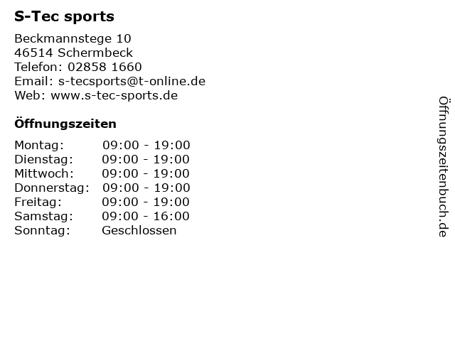 S-Tec sports in Schermbeck: Adresse und Öffnungszeiten