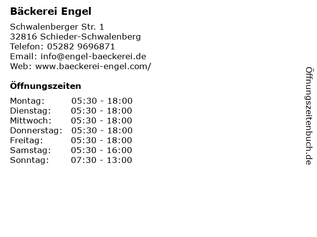 Bäckerei Engel in Schieder-Schwalenberg: Adresse und Öffnungszeiten