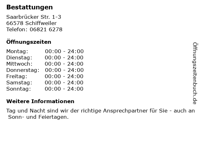 Bestattungen in Schiffweiler: Adresse und Öffnungszeiten