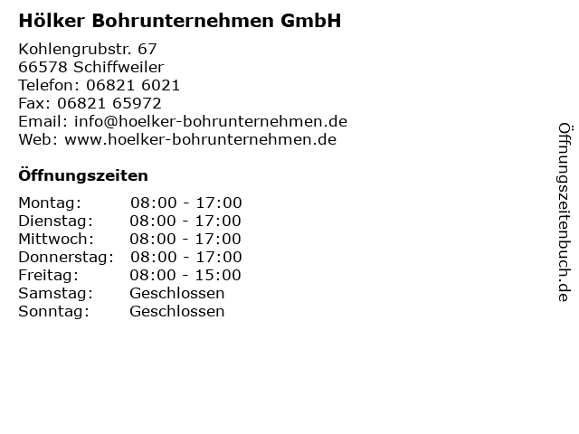 Hölker Bohrunternehmen GmbH in Schiffweiler: Adresse und Öffnungszeiten