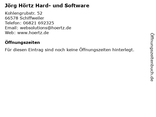 Jörg Hörtz Hard- und Software in Schiffweiler: Adresse und Öffnungszeiten