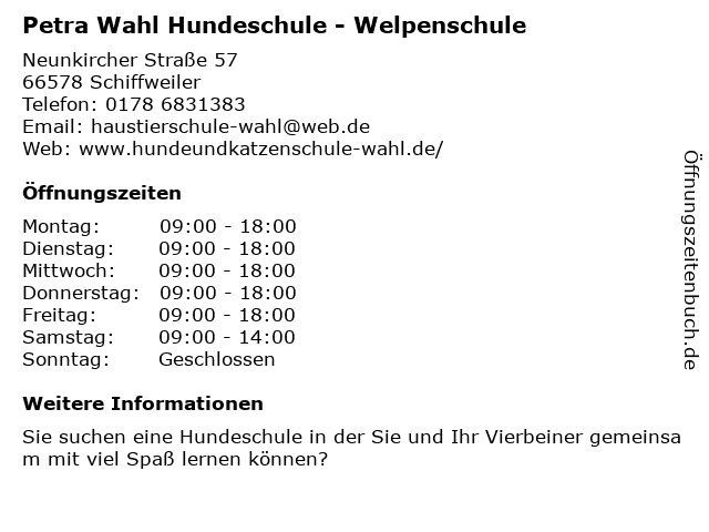 Petra Wahl-Hoffmann in Schiffweiler: Adresse und Öffnungszeiten