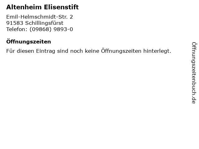 Altenheim Elisenstift in Schillingsfürst: Adresse und Öffnungszeiten