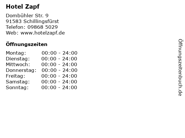 Hotel Zapf in Schillingsfürst: Adresse und Öffnungszeiten
