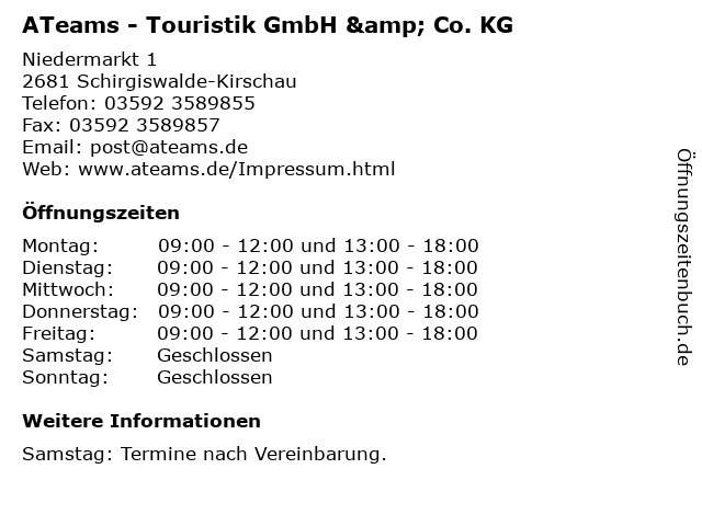 ATeams - Touristik GmbH & Co. KG in Schirgiswalde-Kirschau: Adresse und Öffnungszeiten