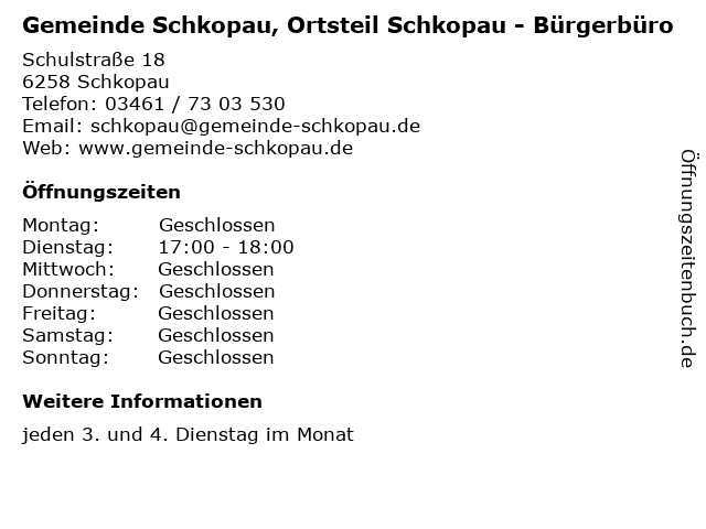 Gemeinde Schkopau, Ortsteil Schkopau - Bürgerbüro in Schkopau: Adresse und Öffnungszeiten