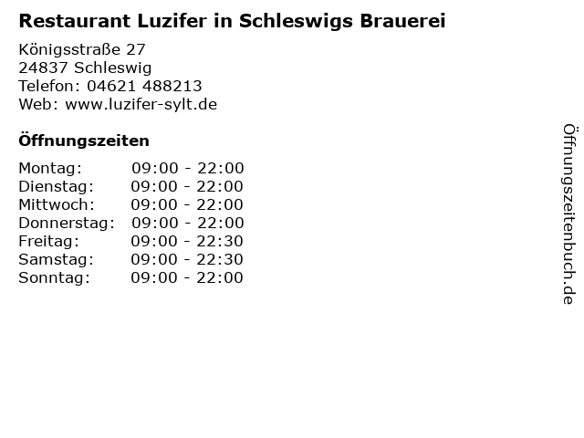 Restaurant Luzifer in Schleswigs Brauerei in Schleswig: Adresse und Öffnungszeiten