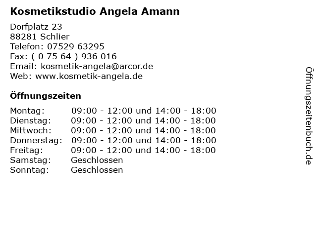 Kosmetikstudio Angela Amann in Schlier: Adresse und Öffnungszeiten