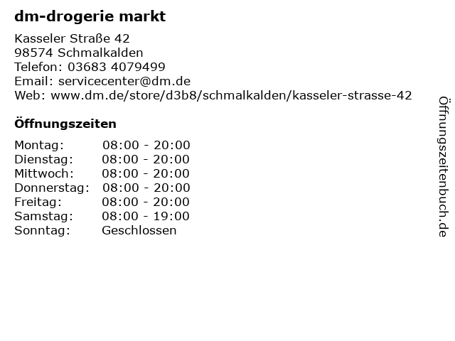 ᐅ Öffnungszeiten „dm-drogerie markt“ | Kasseler straße 42 in Schmalkalden