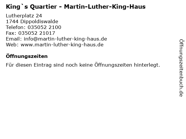 ᐅ Offnungszeiten Martin Luther King Haus Tagungs U