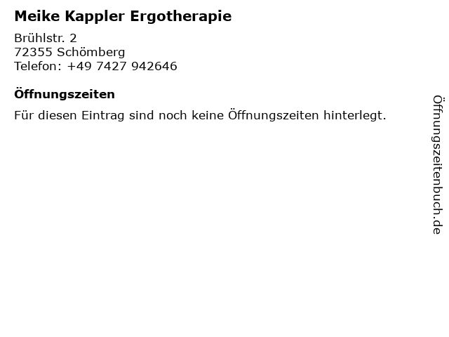 Meike Kappler Ergotherapie in Schömberg: Adresse und Öffnungszeiten