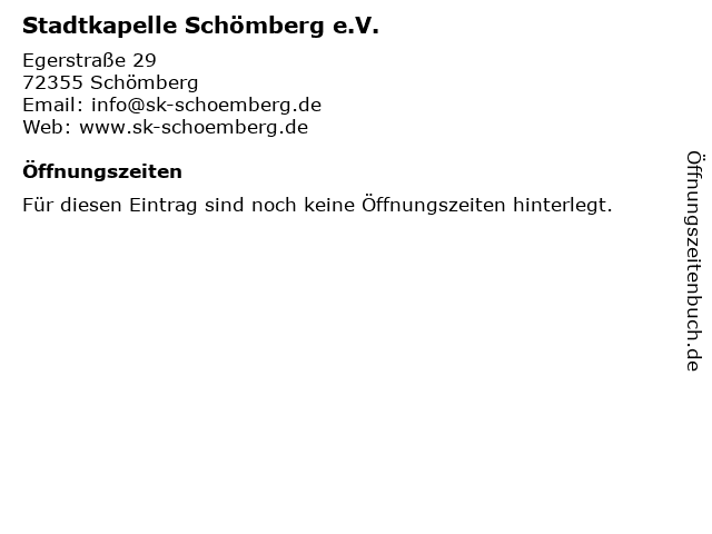 Stadtkapelle Schömberg e.V. in Schömberg: Adresse und Öffnungszeiten