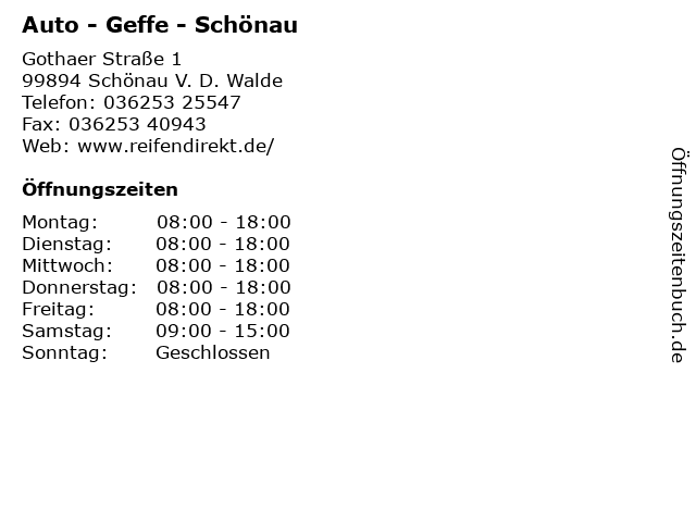 Auto - Geffe - Schönau in Schönau V. D. Walde: Adresse und Öffnungszeiten