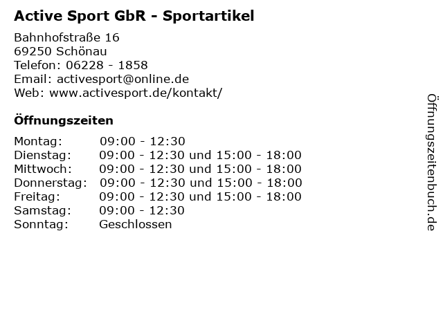 Active Sport GbR - Sportartikel in Schönau: Adresse und Öffnungszeiten