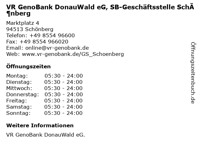 ᐅ Offnungszeiten Vr Genobank Donauwald Eg Geschaftsstelle