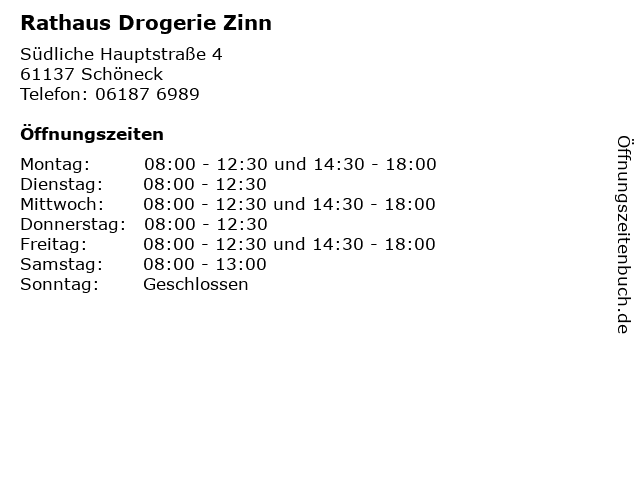 Rathaus Drogerie Zinn in Schöneck: Adresse und Öffnungszeiten
