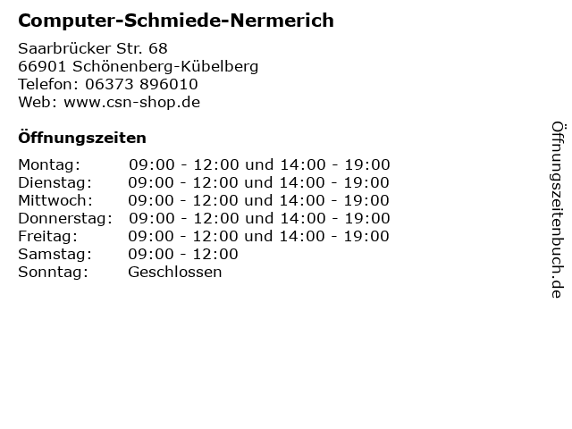 Computer-Schmiede-Nermerich in Schönenberg-Kübelberg: Adresse und Öffnungszeiten