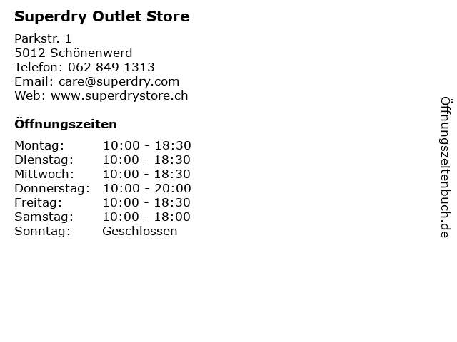 Superdry Outlet Store in Schönenwerd: Adresse und Öffnungszeiten