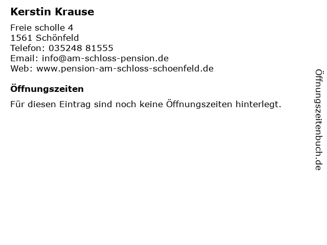 Kerstin Krause in Schönfeld: Adresse und Öffnungszeiten