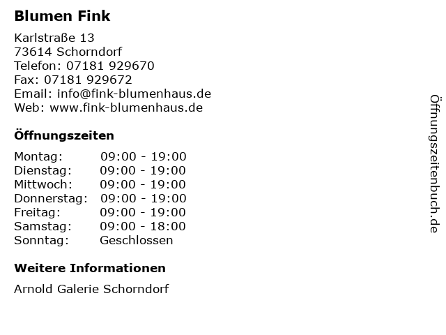 Blumen Fink in Schorndorf: Adresse und Öffnungszeiten