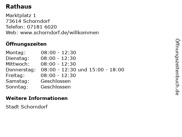 Rathaus in Schorndorf: Adresse und Öffnungszeiten
