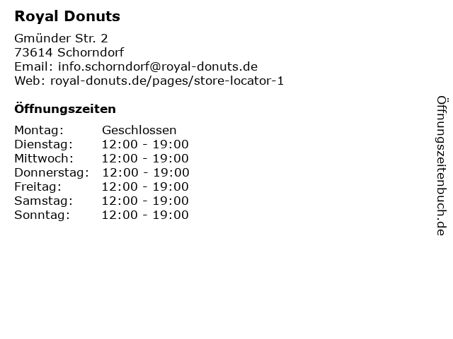 Royal Donuts in Schorndorf: Adresse und Öffnungszeiten