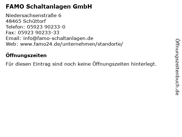 FAMO Schaltanlagen GmbH in Schüttorf: Adresse und Öffnungszeiten