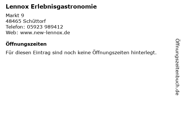 Lennox Erlebnisgastronomie in Schüttorf: Adresse und Öffnungszeiten