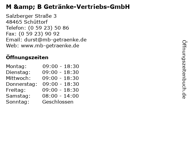 M & B Getränke-Vertriebs-GmbH in Schüttorf: Adresse und Öffnungszeiten