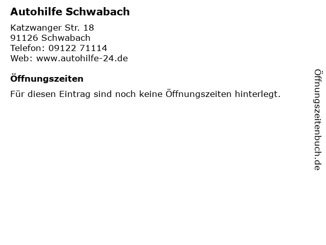Autohilfe Schwabach in Schwabach: Adresse und Öffnungszeiten