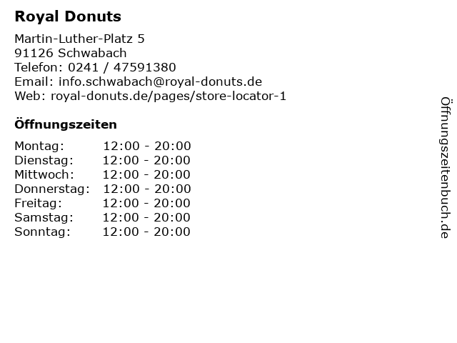 Royal Donuts in Schwabach: Adresse und Öffnungszeiten