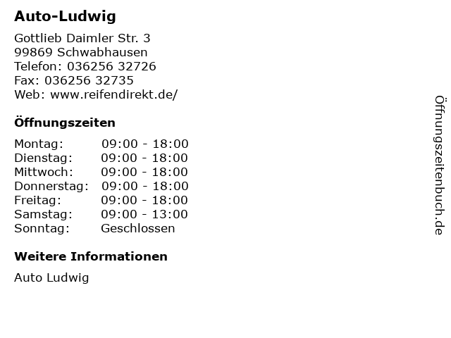 Auto-Ludwig in Schwabhausen: Adresse und Öffnungszeiten